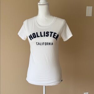Hollister White Short Sleeve Tee with Navy Print